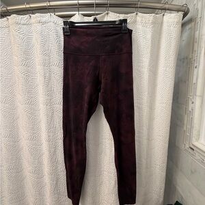 Lululemon Athletica Maroon Tie-Dye Leggings